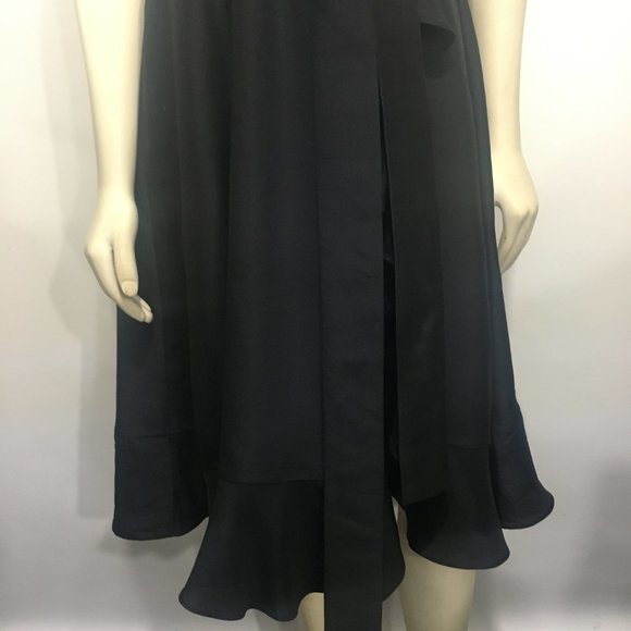 Kate Spade NY 2 Fiona Safari Black Silk Ruffled V-Neck Wrap Cocktail Dress NEW - Picture 4 of 7